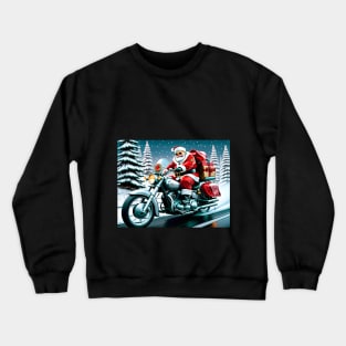 Santa on a Motorcycle Crewneck Sweatshirt